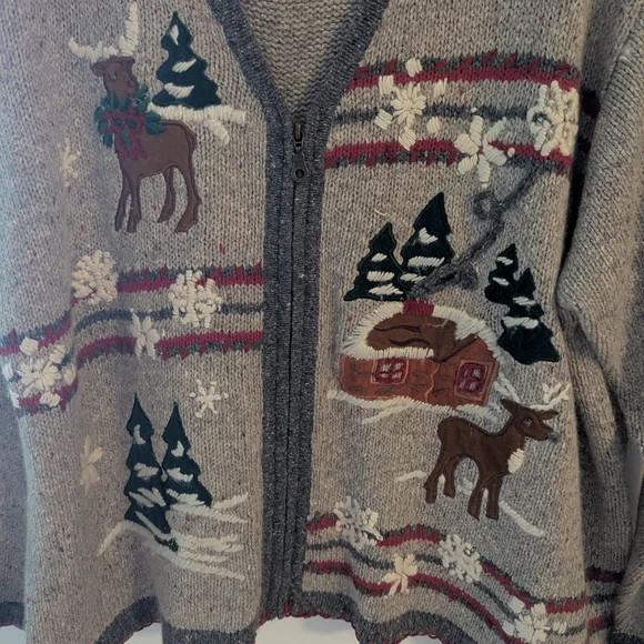 Plus Size Christmas Zip Up Sweater - Picture 4 of 8